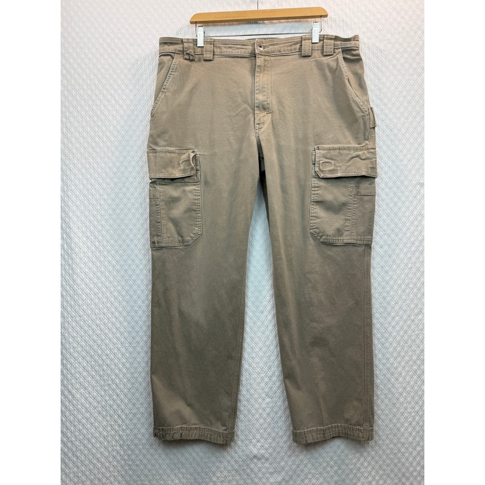 Duluth Trading Co Fire Hose Relaxed Fit Cargo Work Pants Mens‎ 42x30 Khaki Tan